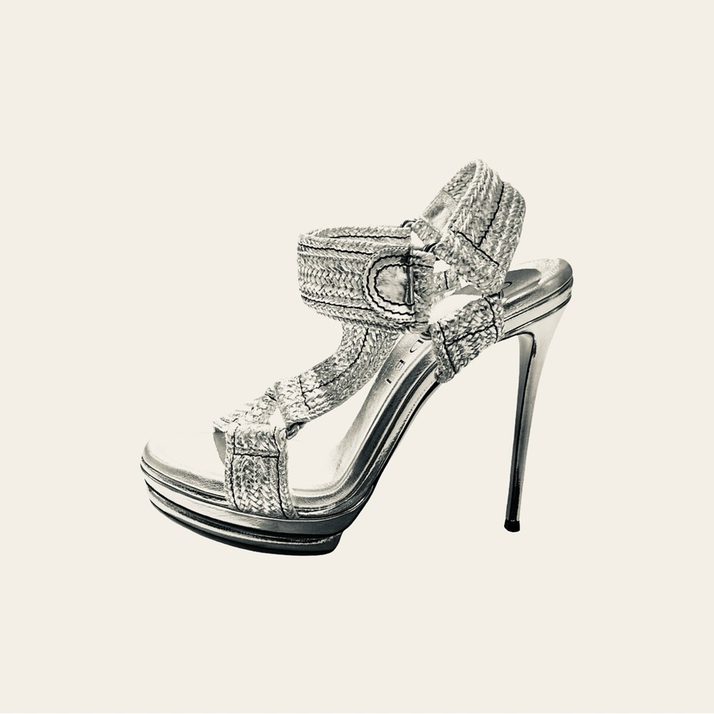 Casadei Silver Women's Sandals sz8.5 PRISTINE $199